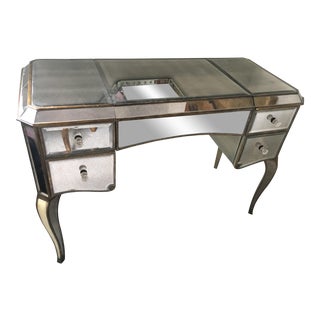 Basset Antiqued Mirrored Desk/Vanity For Sale