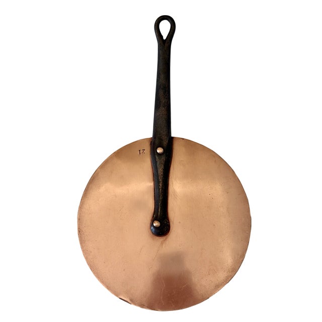 French Country Vintage French Flat Copper Lids - Set of 6 For Sale - Image 3 of 9