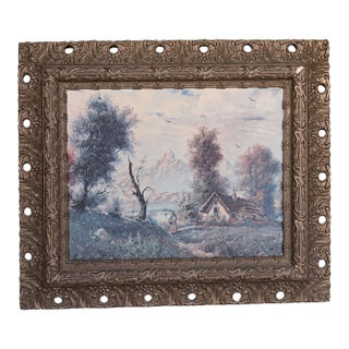 Early 20th Century Winter Landscape Oil Painting For Sale