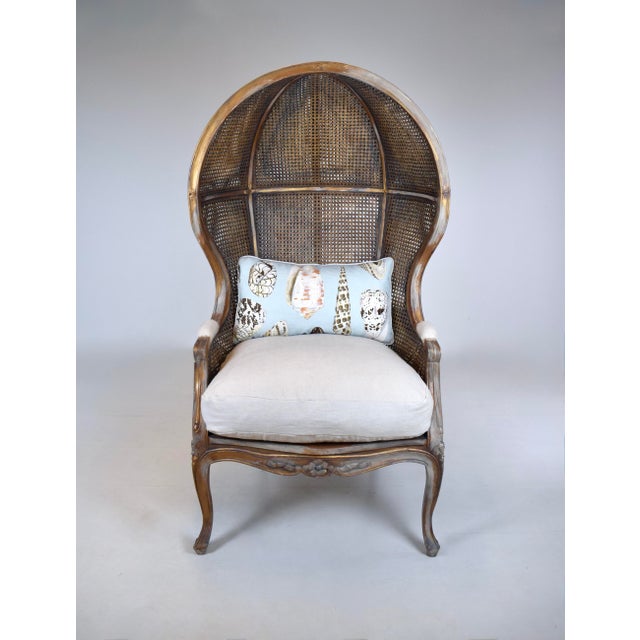 French Country Vintage Canopy Porter Chair French Country Louis XV Style, Double Cane For Sale - Image 3 of 13