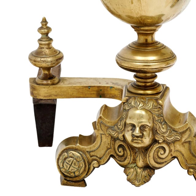 Metal French Antique Bronze “Beethoven” Andirons For Sale - Image 7 of 9