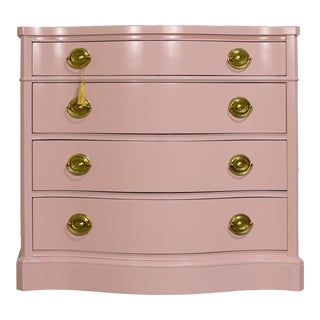 Mid Century Mahogany Bow Front Federal Chest in Pink by Drexel - Newly Painted For Sale