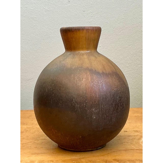 Vintage Brown Glazed Ceramic Vase For Sale - Image 9 of 14