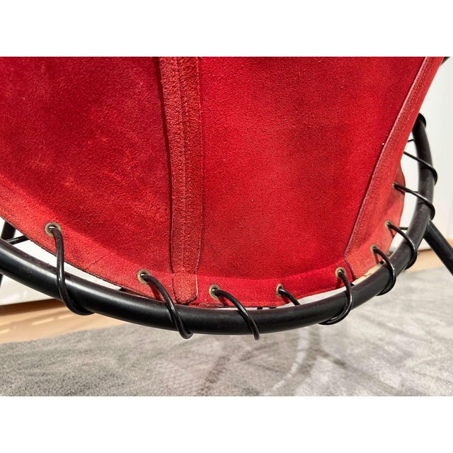 Balloon Lounge Chair in Red Suede & Metal by Hans Olsen For Sale - Image 15 of 18