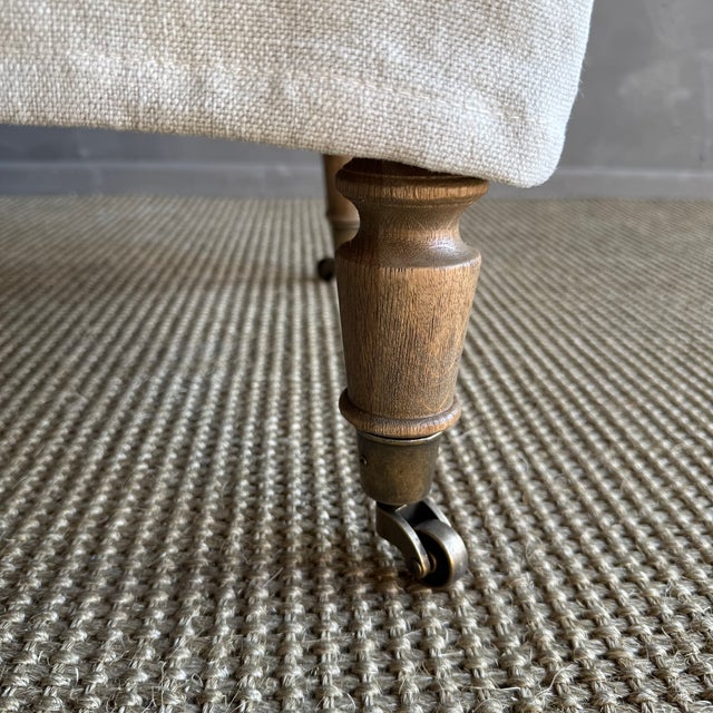 Greige Alma Slip Covered Ottoman ~ Greige For Sale - Image 8 of 8