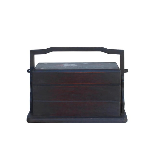 2010s Traditional Chinese Multi Tray Wood Basket Box For Sale - Image 5 of 5