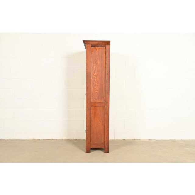 Antique Mission Oak Arts & Crafts Bookcase Cabinet, Circa 1910 For Sale - Image 10 of 12