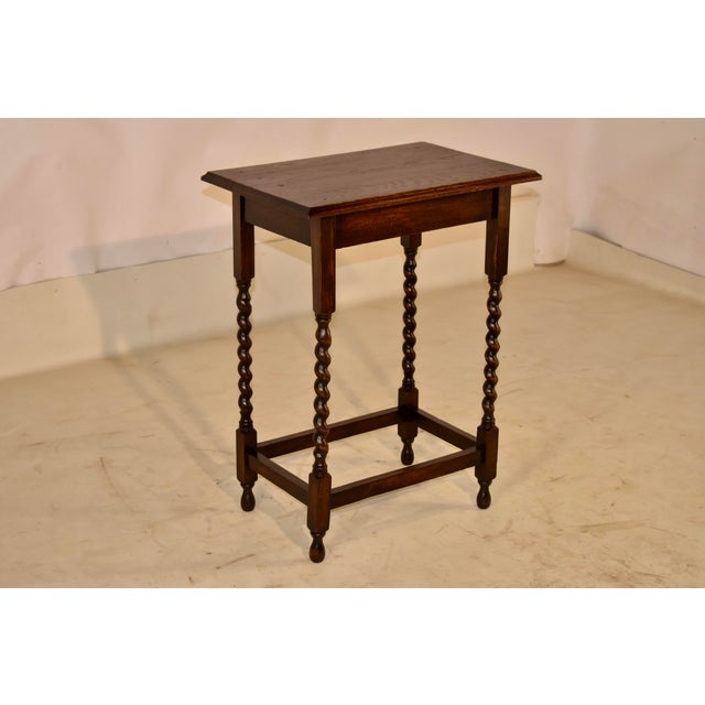 English Circa 1900 Edwardian Oak Side Table From England For Sale - Image 3 of 7