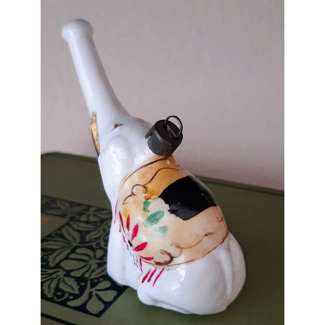 Early 20th Century Christmas Vintage Milk Glass Elephant Ornament For Sale - Image 5 of 5