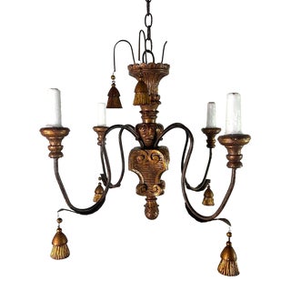 Petite Italian Four Light Chandelier W/ Tassels For Sale