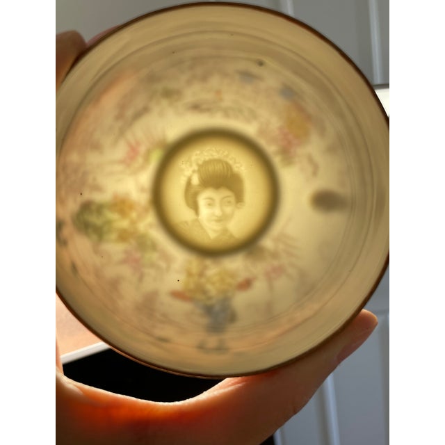 Antique Kutani Eggshell Porcelain Teapot & Teacup Trio Set With Lithophane For Sale - Image 14 of 17