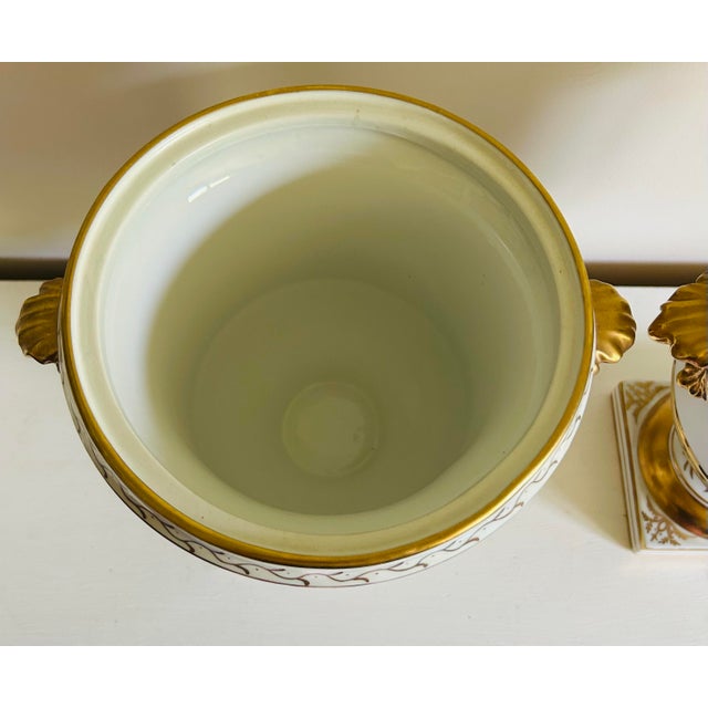 Vintage Chelsea House Neoclassical Urn Style Hand Painted & Gold Planters ~ a Pair For Sale In Philadelphia - Image 6 of 12