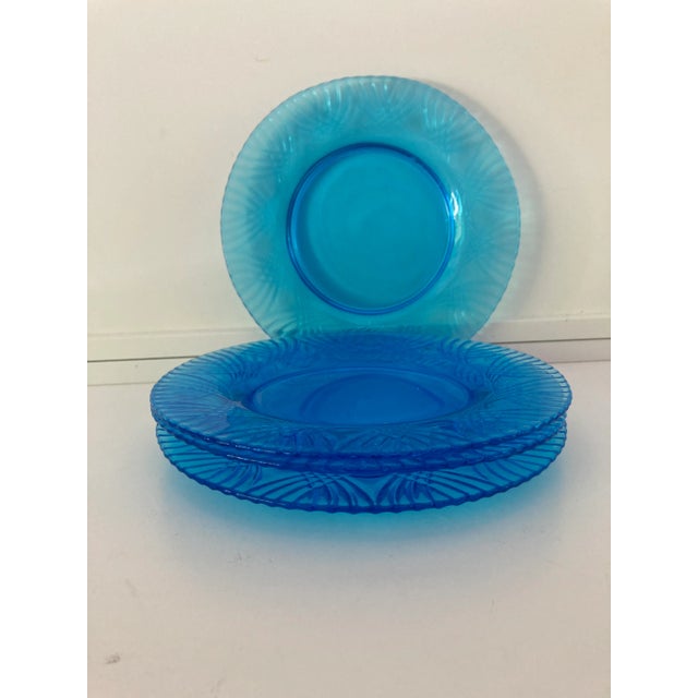 Aqua 90's Aqua Glass Salad Plates S/4 For Sale - Image 8 of 8