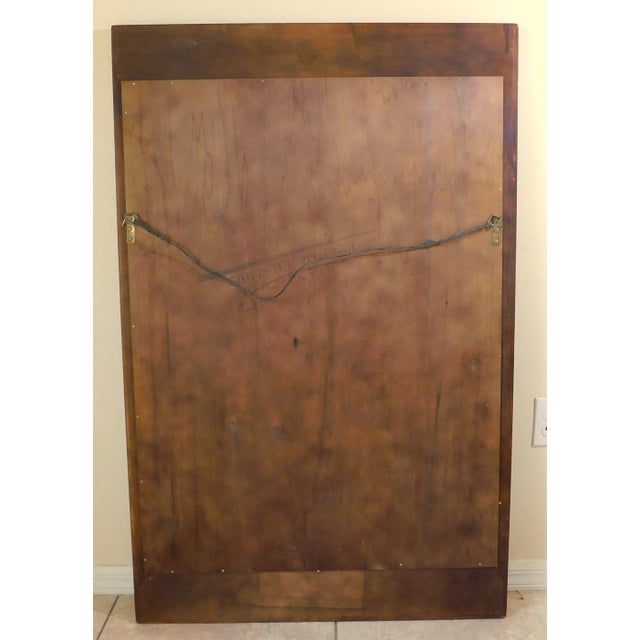 Vintage Mid-Century Chinoiserie 24k Gold Black Lacquered Wood Beveled Hanging Wall Mirror For Sale In West Palm - Image 6 of 7