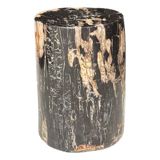 Side Table in Black Petrified Wood with Beige Sides, 1980s For Sale
