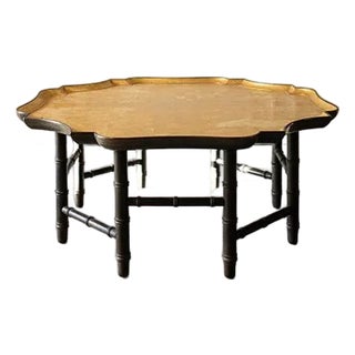 1980s Kittinger Octagonal Chinese Chippendale Faux Bamboo Coffee Table, Original Gold Leaf Finish For Sale