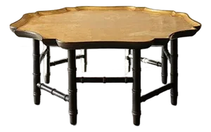 1980s Kittinger Octagonal Chinese Chippendale Faux Bamboo Coffee Table, Original Gold Leaf Finish