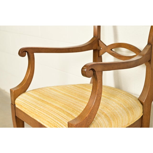 Kindel Furniture Style Regency Carved Walnut Armchairs, Pair For Sale - Image 9 of 15