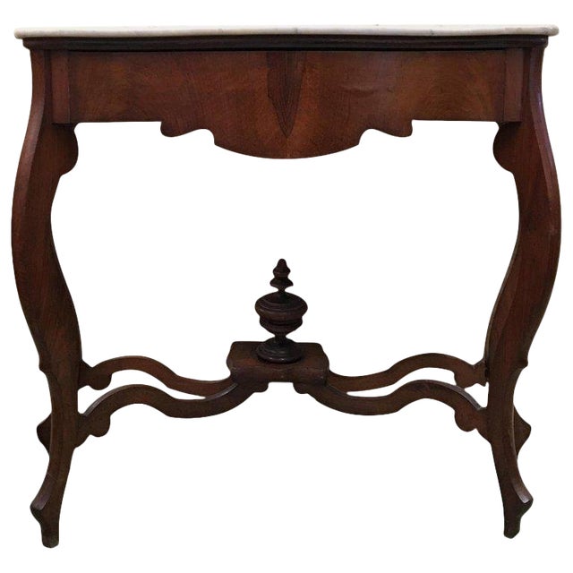 20th Century Marble Top Walnut Console Table With Drawer Chairish