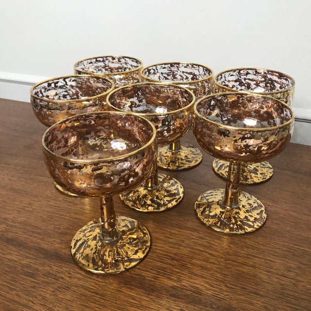 Vintage 22k 70s Gold Flecked Wine Glasses Set of 7 Chairish