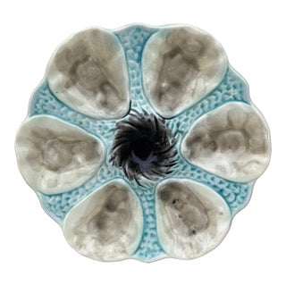 French Majolica Oyster Plate Orchies, Circa 1910 For Sale