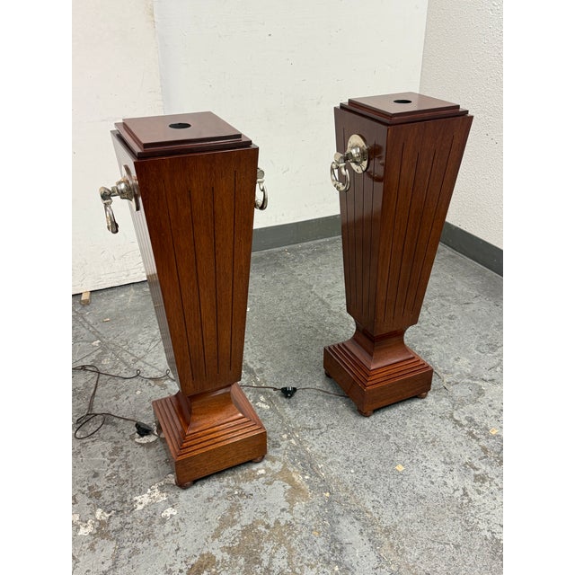 Regency Style Lighted Mahogany Display Pedestals, Pair For Sale - Image 9 of 12