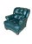 Vintage Thomas-Bain Leather Club Chair & Ottoman Set in Peacock Teal Green | Tufted Traditional Lounge Seating For Sale - Image 9 of 18