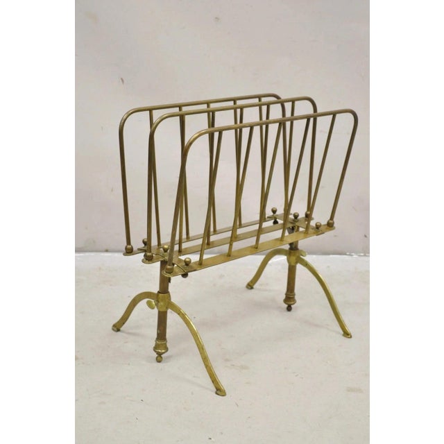 Vintage A. Ravenel Paris French Mid Century Modern Brass Magazine Rack Stand For Sale - Image 12 of 12
