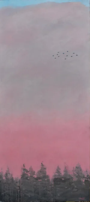 A Small Flock at Sunrise, Large Contemporary Painting by Stephen Remick