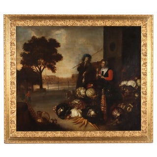 Hercules Sanders, Scene with Figures, 1600s, Oil on Canvas, Framed For Sale