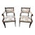 Pair of Vintage English Regency Style Saber Legged Armchairs For Sale