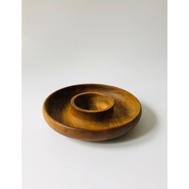 Vintage Circular Myrtlewood Chip and Dip Tray Chairish