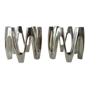 Mid-Century Modern Jens Quistgaard for Dansk (France) Silver Plate Modernist Candle Holders - Pair