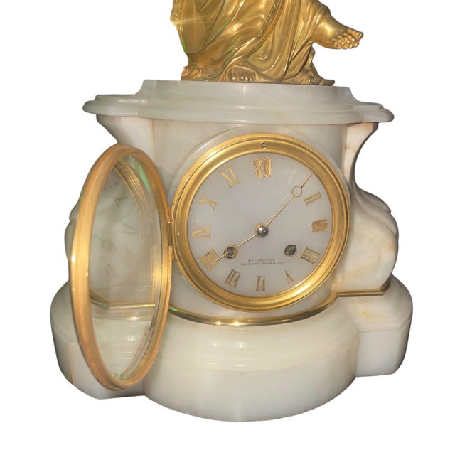 Metal Early 20th Century French Bronze & Onyx Clock Garniture, Allegory of the Arts. For Sale - Image 7 of 10
