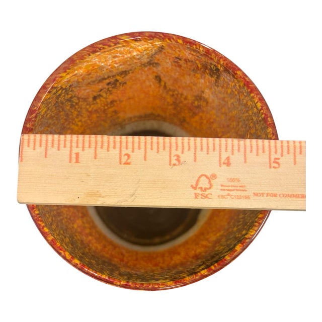 Amber Vintage Pier 1 Amber Tortoiseshell Art Glass Hurricane Candle Holder & Vase For Sale - Image 8 of 9