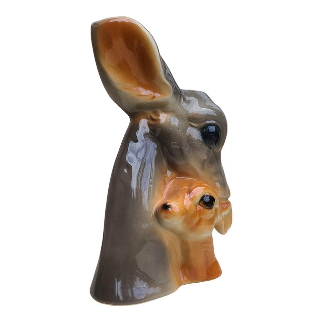 Vintage Royal Copely Doe and Fawn Figural Vase For Sale
