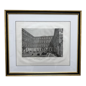 19th Century Engraving of the Court of San Damaso in Vatican City