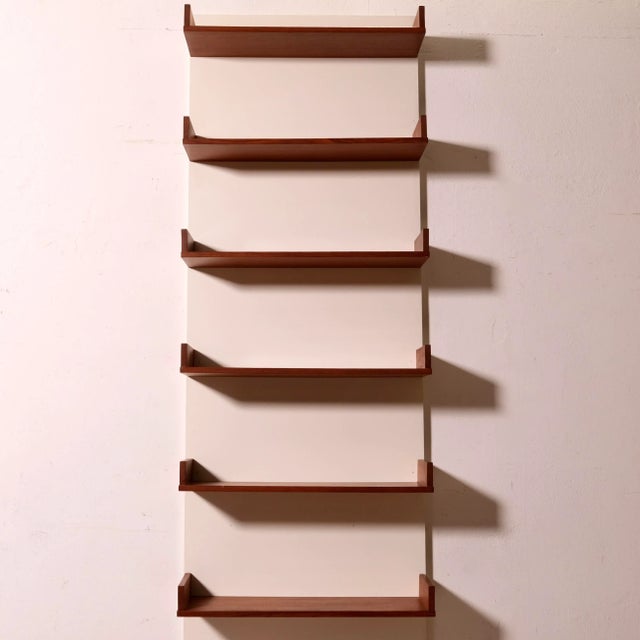 Brown Handcrafted Wooden Shelves, Italy, 1960s, Set of 6 For Sale - Image 8 of 18