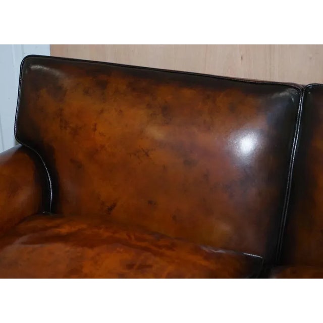 Brown Leather Two Seat Sofa For Sale - Image 6 of 18