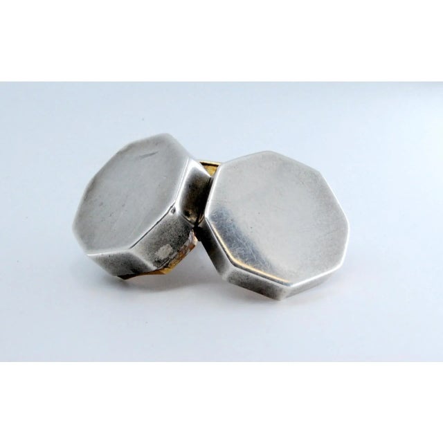 Metal Octagonal Silver and Gold Vinaigrette Box For Sale - Image 7 of 11