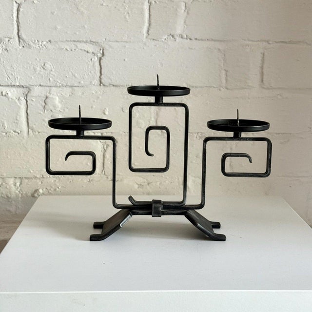 Brutalist Forged Candleholder in Metal For Sale - Image 4 of 4