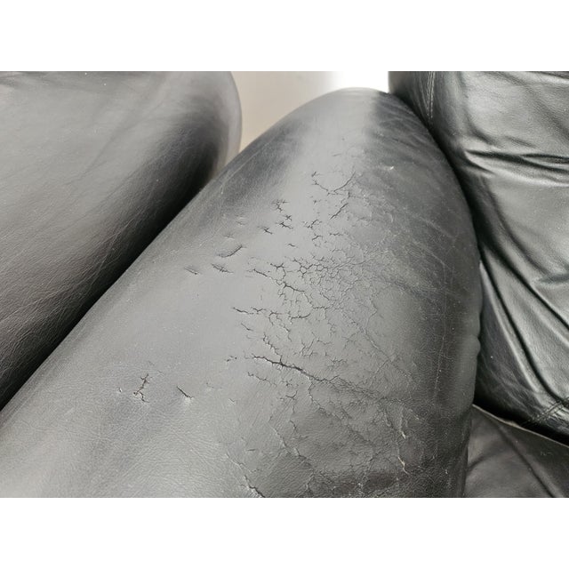Vintage Club Chairs in Black Leather, 1970, Set of 2 For Sale - Image 15 of 18