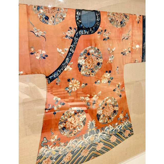 Asian Frame Fine Embroidered Chinese Court Lady Casual Robe Qing Dynasty Provenance For Sale - Image 3 of 18