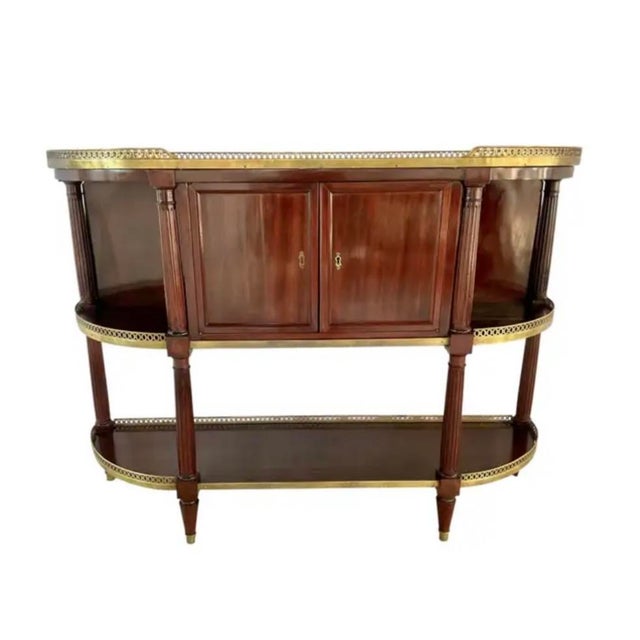 French Mahogany Buffet With Marble Top and Brass Gallery For Sale - Image 17 of 17
