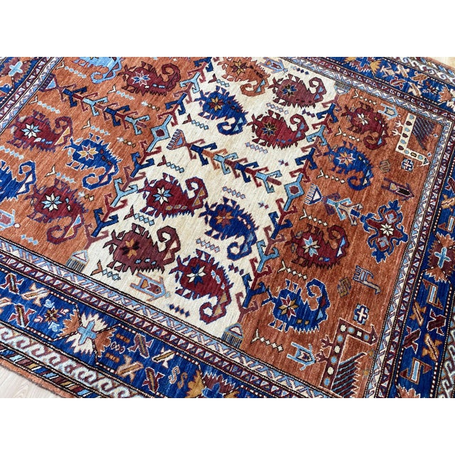 Rust Kazak Style Hand-Knotted Wool Area Rug For Sale - Image 9 of 13