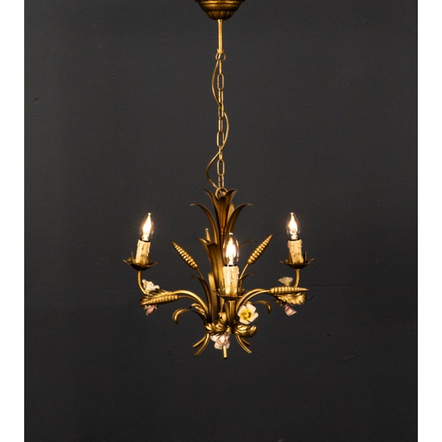 1920s Golden 3-Light Sheaf of Wheat Ceiling Light in the style of Hans Kögl for Denz Neheim-Hüsten, 1970s For Sale - Image 5 of 18