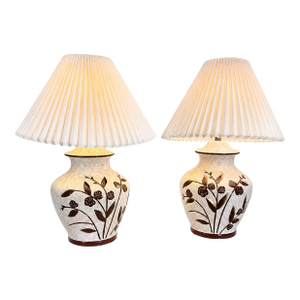 Vintage Danish Modern Glow Through Ceramic Lamp Pair |