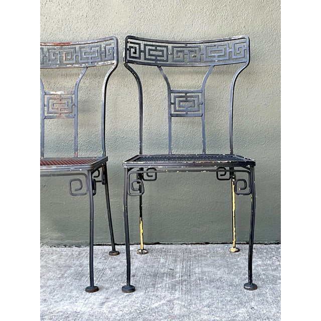 Vintage Meadowcraft Greek Key Metal Patio Chairs - Set of Four For Sale - Image 10 of 12