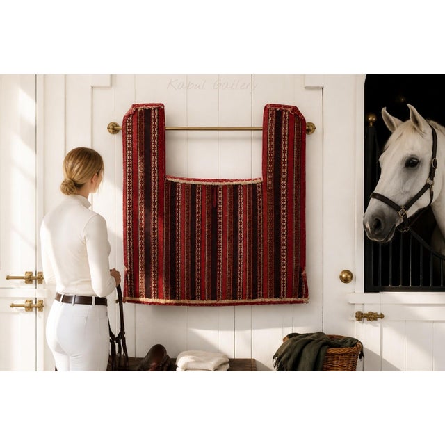 A fine and rare hand loomed wool Turkmen Rug winter horse blanket . This is an extremely fine fine example in good...