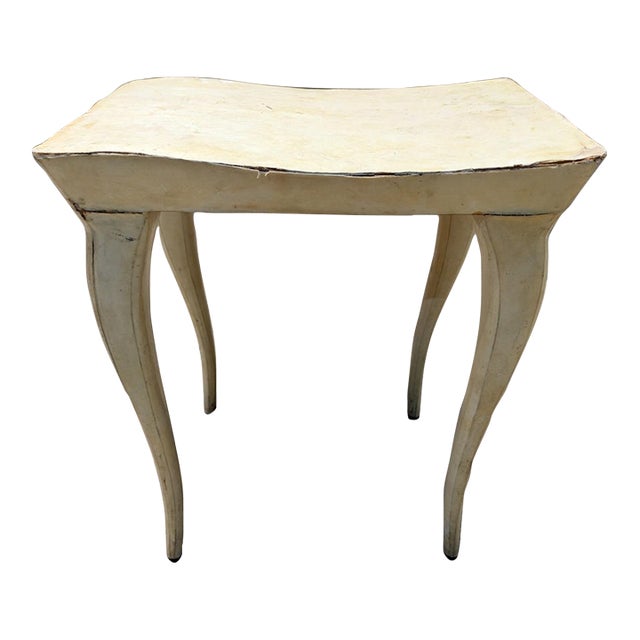 Vintage Parchment Vanity Stool or Bench Designed by R & Y Augousti For Sale